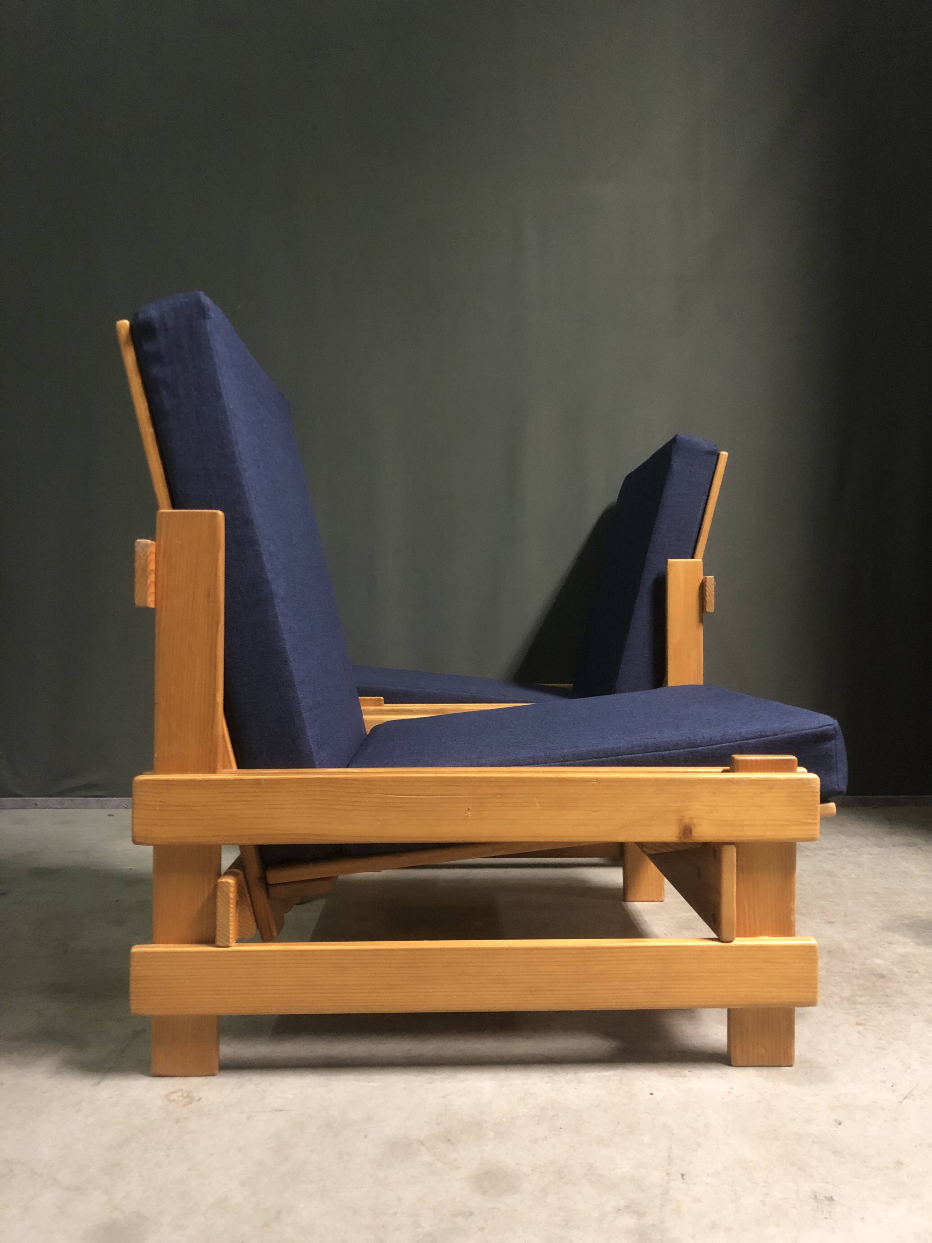 Rare pair of niko kralj 'dota' system lounge chairs, 1970's