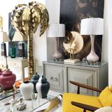 Neoclassical Duck Egg Cabinet Sideboard On Plinth 1970s USA Blue Brass Chinoiserie Retro Vintage