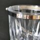 Vintage glass ice bucket stamped with a metal handle
