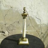 Column lamp base in alabaster and bronze