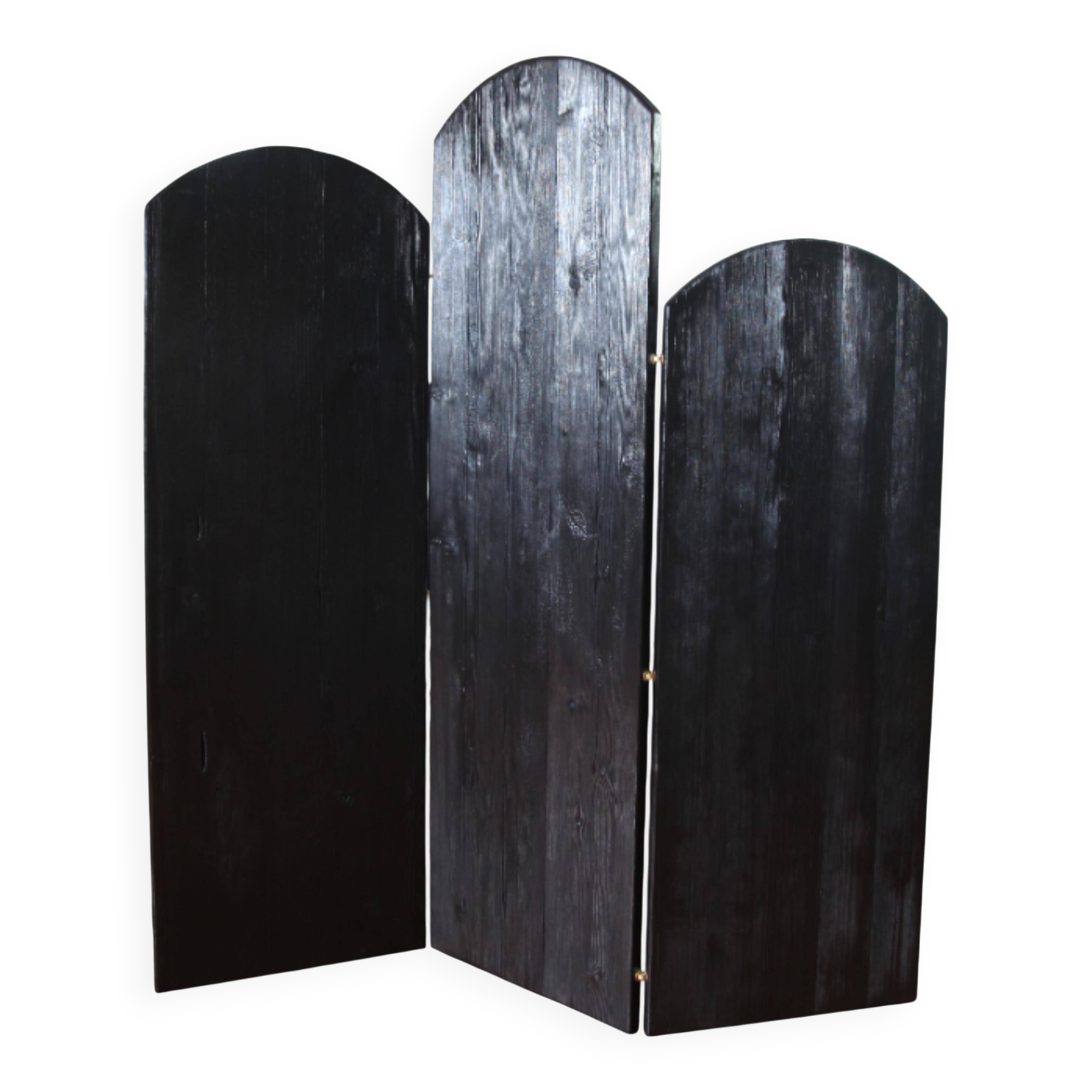 Burnt wood screen unique piece