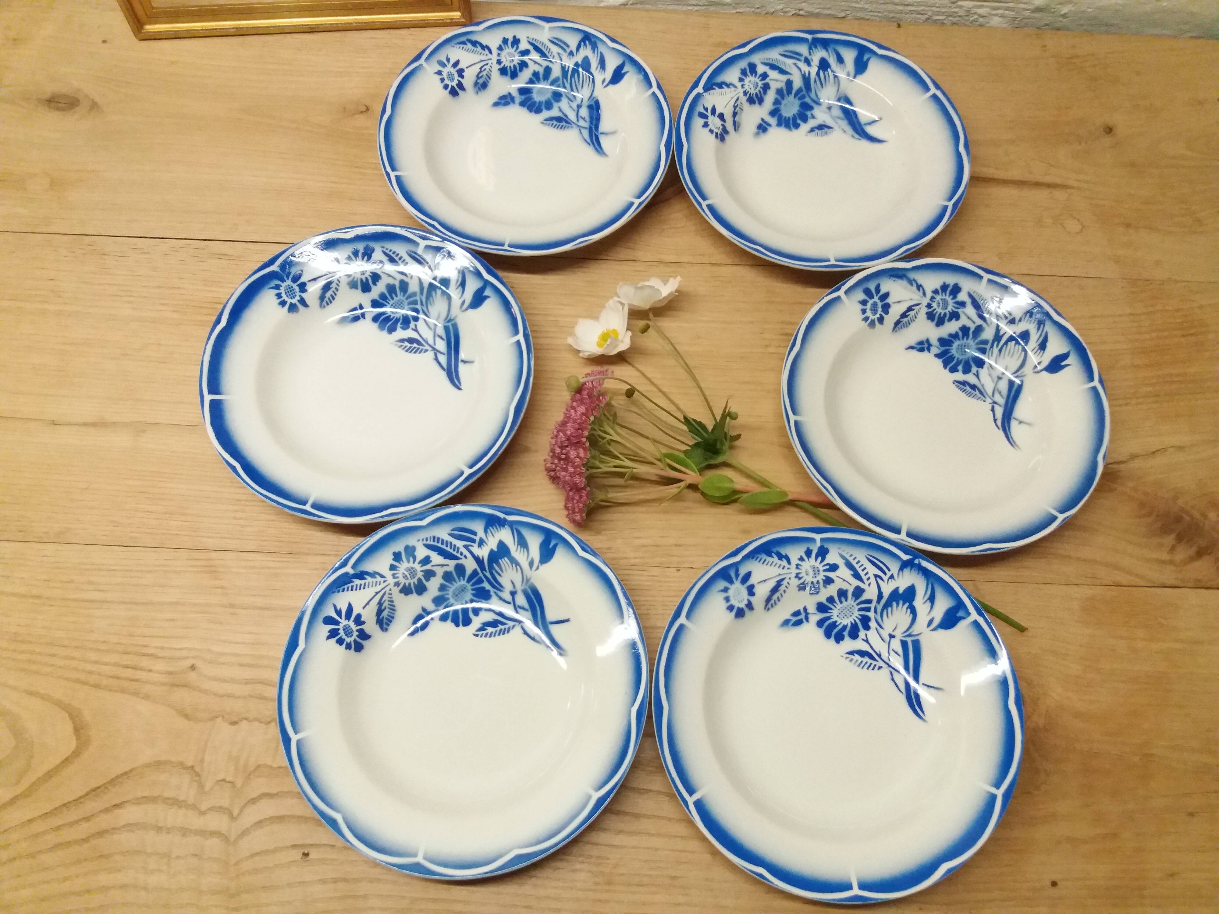 Set 6 Digoin hollow plates