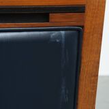 2 canapés Art Déco 2,5 places en cuir de vachette bleu foncé