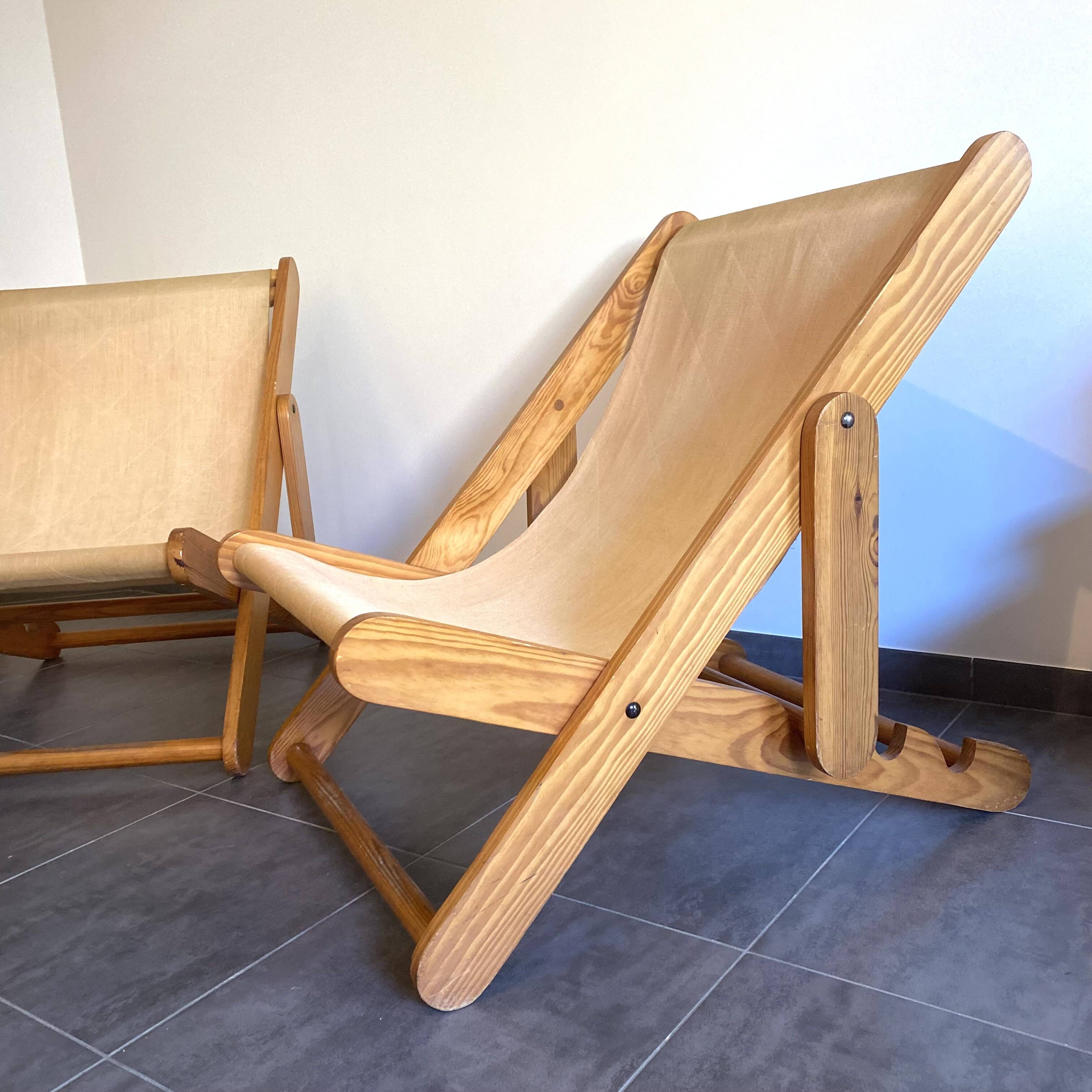 Paire de fauteuils lounge vintage de Pierre Beguet, 1970
