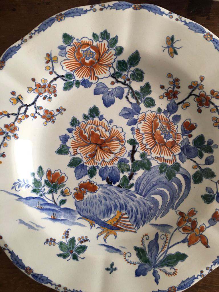 Plates earthen of Gien model Rooster and peony