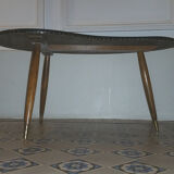 Table basse tripode années 50/60 forme rein Skai noir