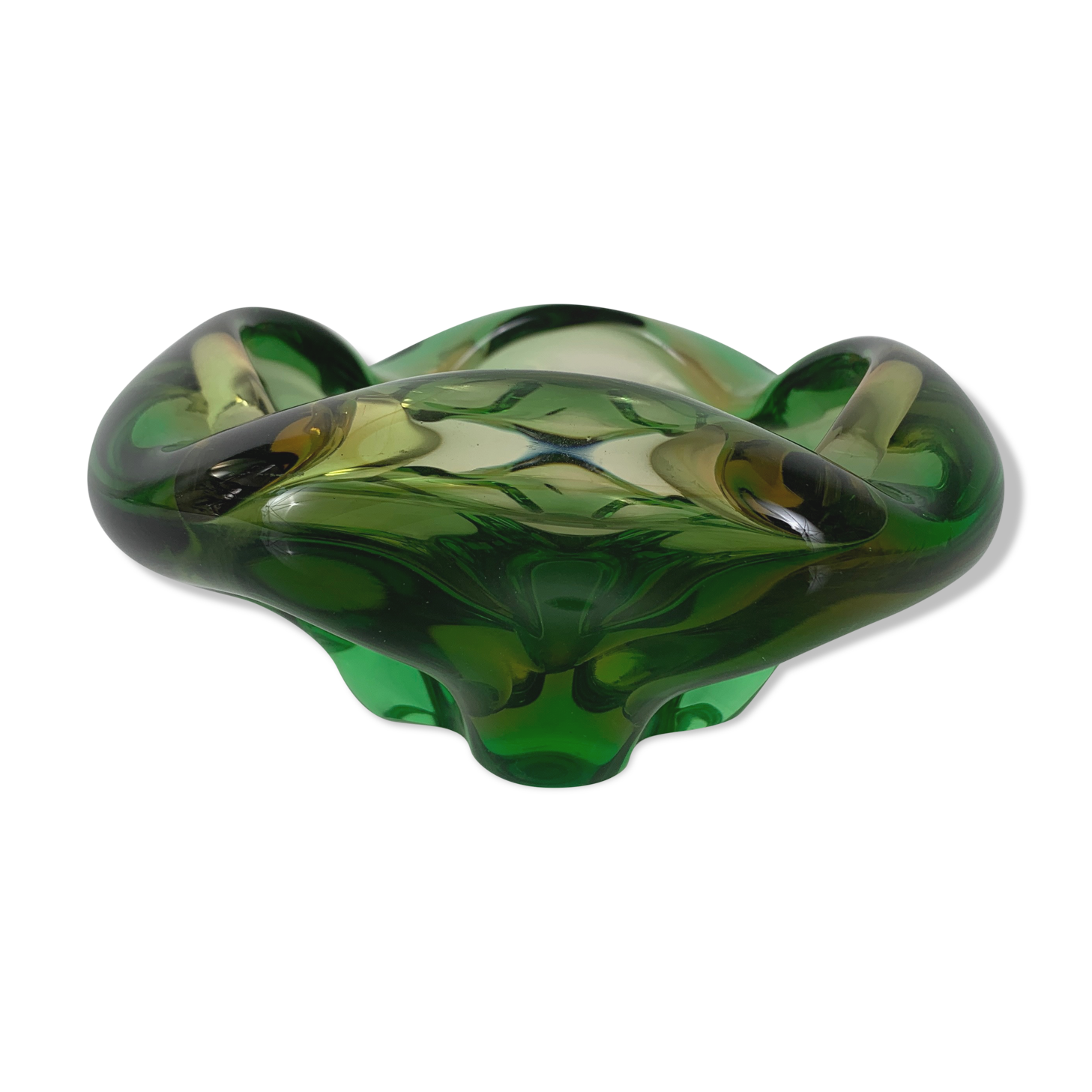 Empty ashtray green glass pocket Murano