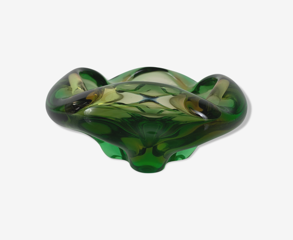 Cendrier vide poche en verre vert Murano