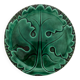 Plat rond barbotine feuille d’acanthe verte vintage