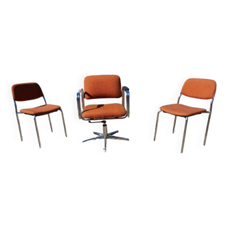 Armchair and 2 vintage chairs eurosit