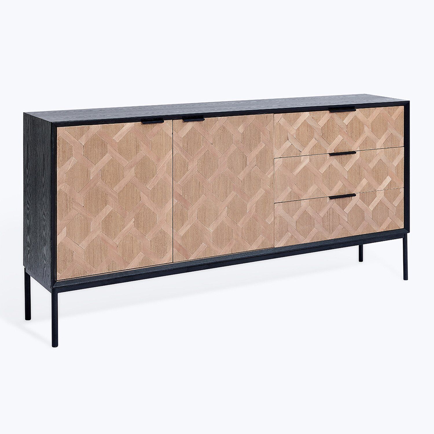 Black industrial iron and wood buffet 144 cm