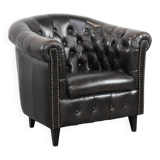 Dark luxury cowhide Chesterfield club armchair in English style