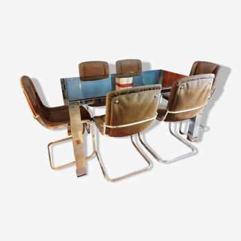 Table de salon Italie + 6 chaises 1970s