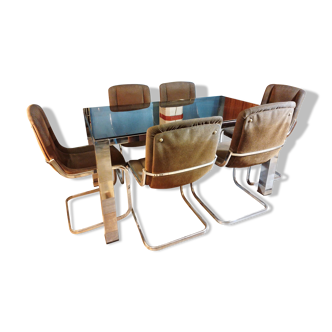 Table de salon Italie + 6 chaises 1970s