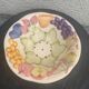 Fruit drainer salad bowl in glazed ceramic slip stamped vintage FG