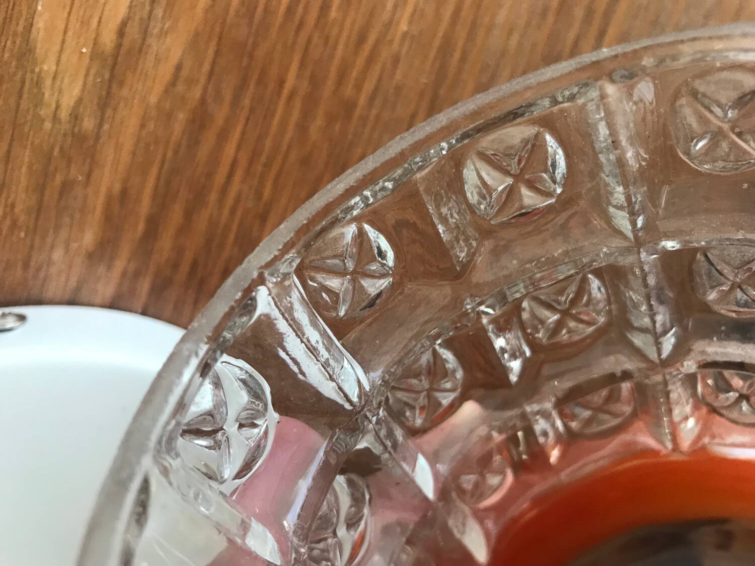 Vintage Glass Globe Pendant 70' Orange Band Electrical System New