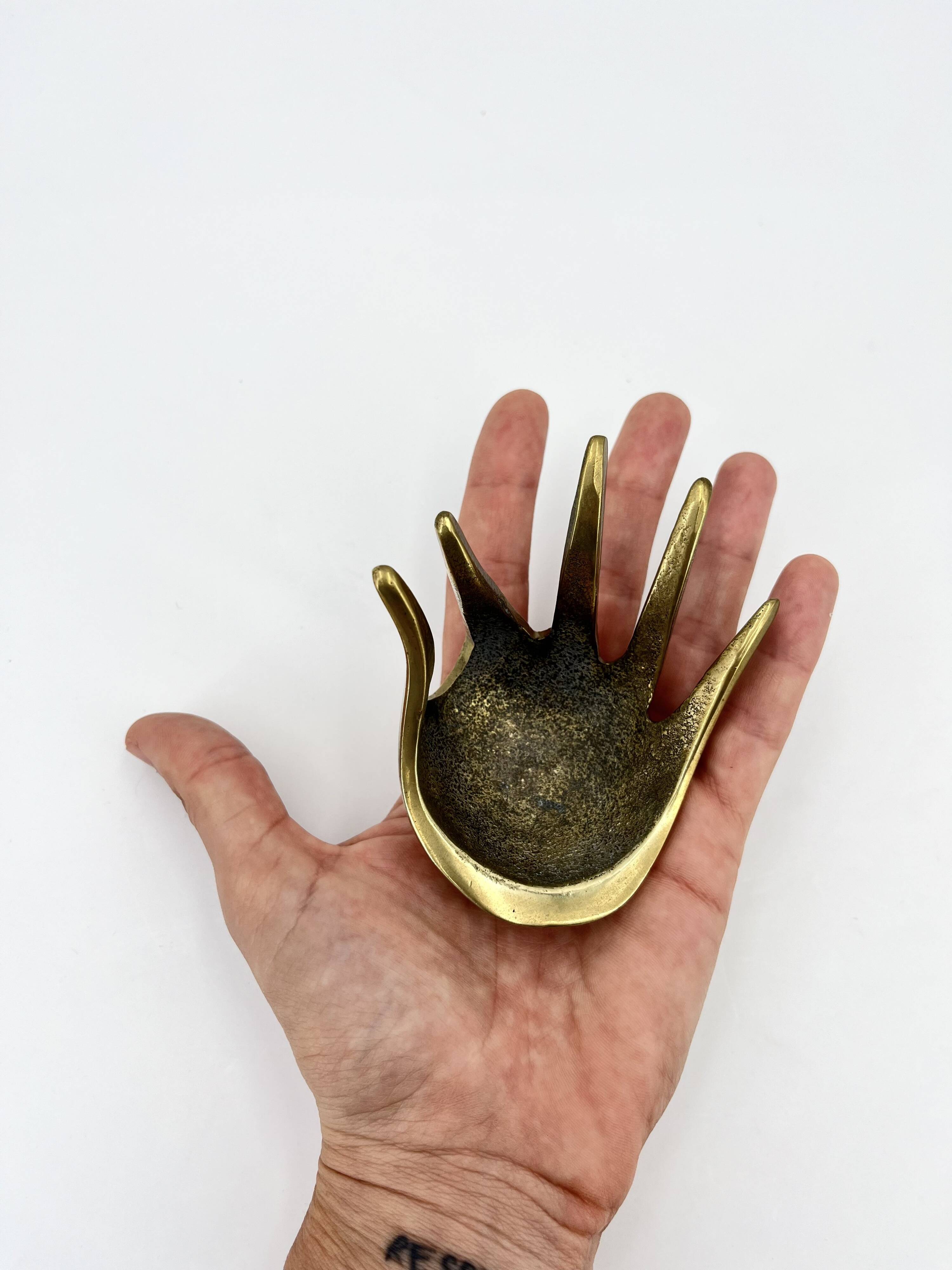 Brass Hand Ashtray, by Walter Bosse for Herta Baller, 1950s Austria