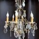 Antique chandelier with glass and gilded bronze pendants – 6 arms – Louis XV style