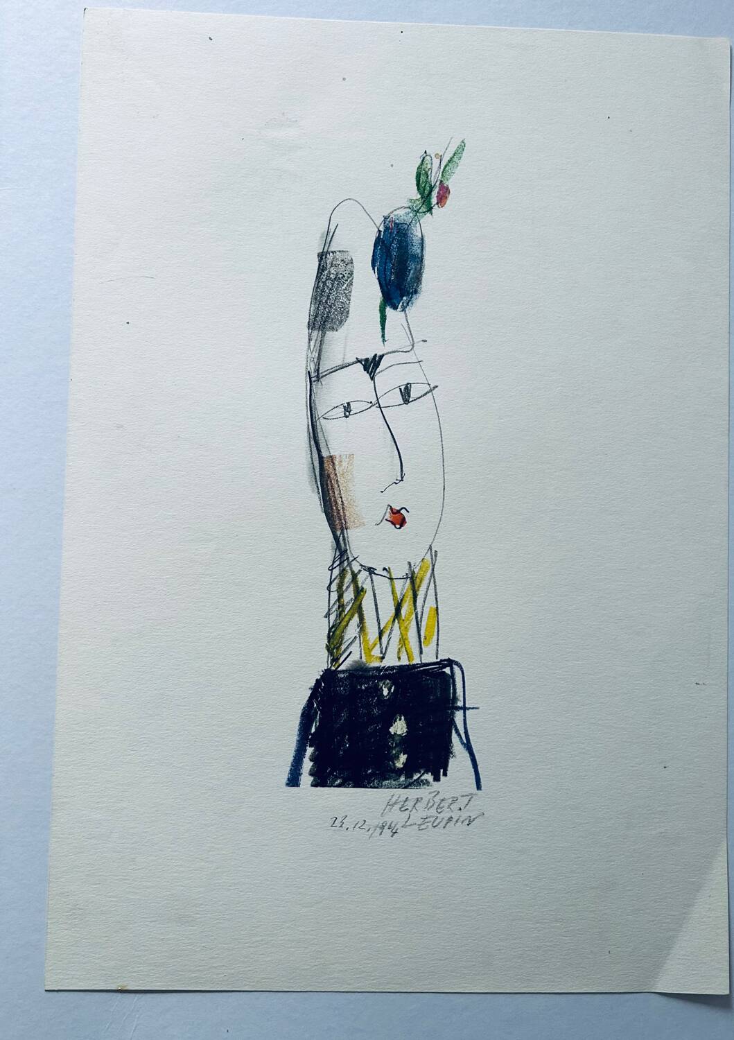 Lithographie originale « Clown Blanc » d'Herbert Leupin, 1964