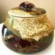 Vegetable dish, covered pot, glazed ceramic art, 1970s, signature to be identified