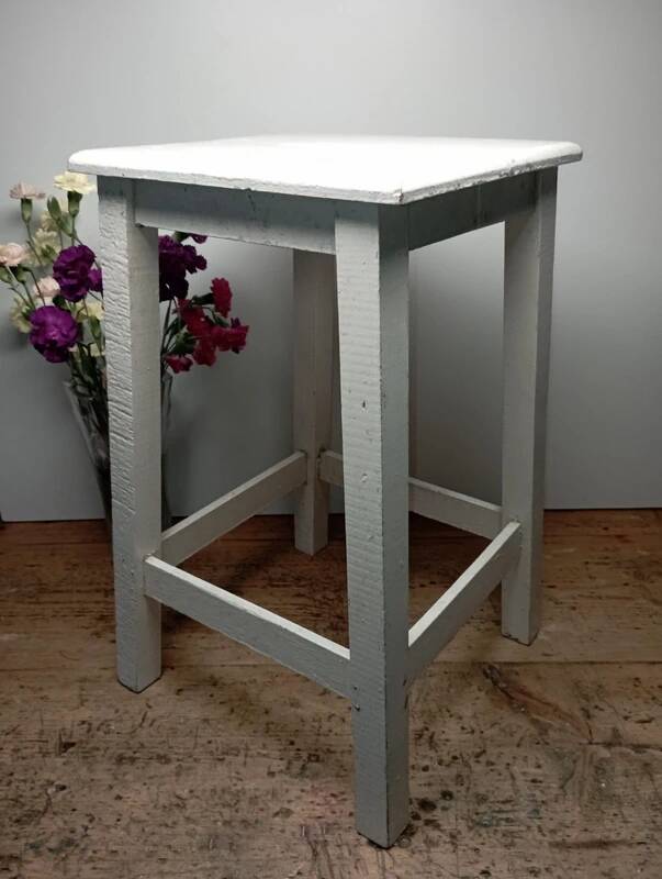 Vintage white wooden stool