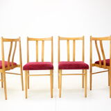 Ensemble de quatre chaises de salle à manger des années 1970, Tchécoslovaquie