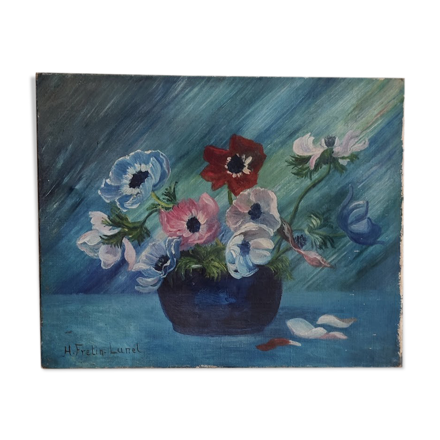 Painting on canvas by H. Fretin-Lunel