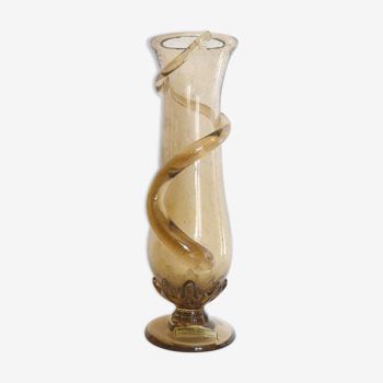 Sulfur glass vase, amber glass, vintage