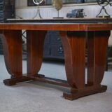 Art Deco mahogany veneer table in the style of Jules Leleu, 1930s