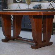 Art Deco mahogany veneer table in the style of Jules Leleu, 1930s