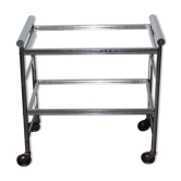 Chariot de bar aluminium 2 plateaux miroir 60's.