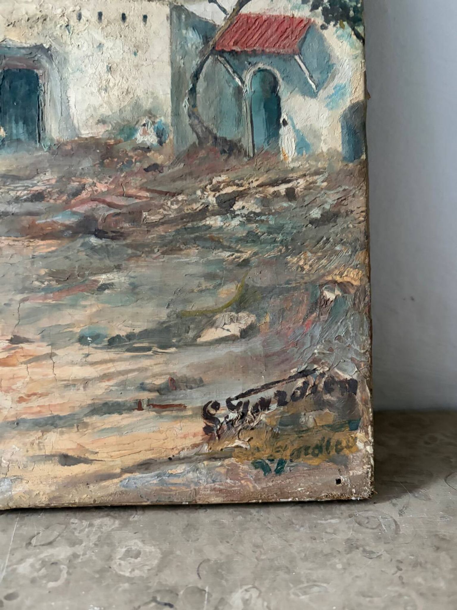 Porte Bab-Azoun, Alger, huile sur toile signé
