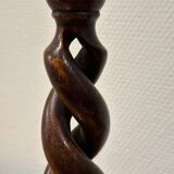 Oak Open Barley Twist Candlesticks with cast brass tops