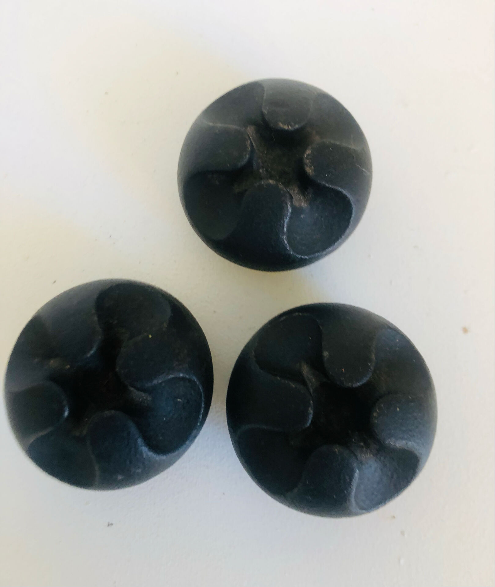 Set of 3 Danish cast iron candle holders by Christer Holmgren.