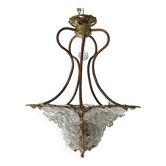 Art Nouveau bronze chandelier with Murano glass flowers