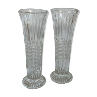 Duo of glass soliflores with vintage pimples 50s