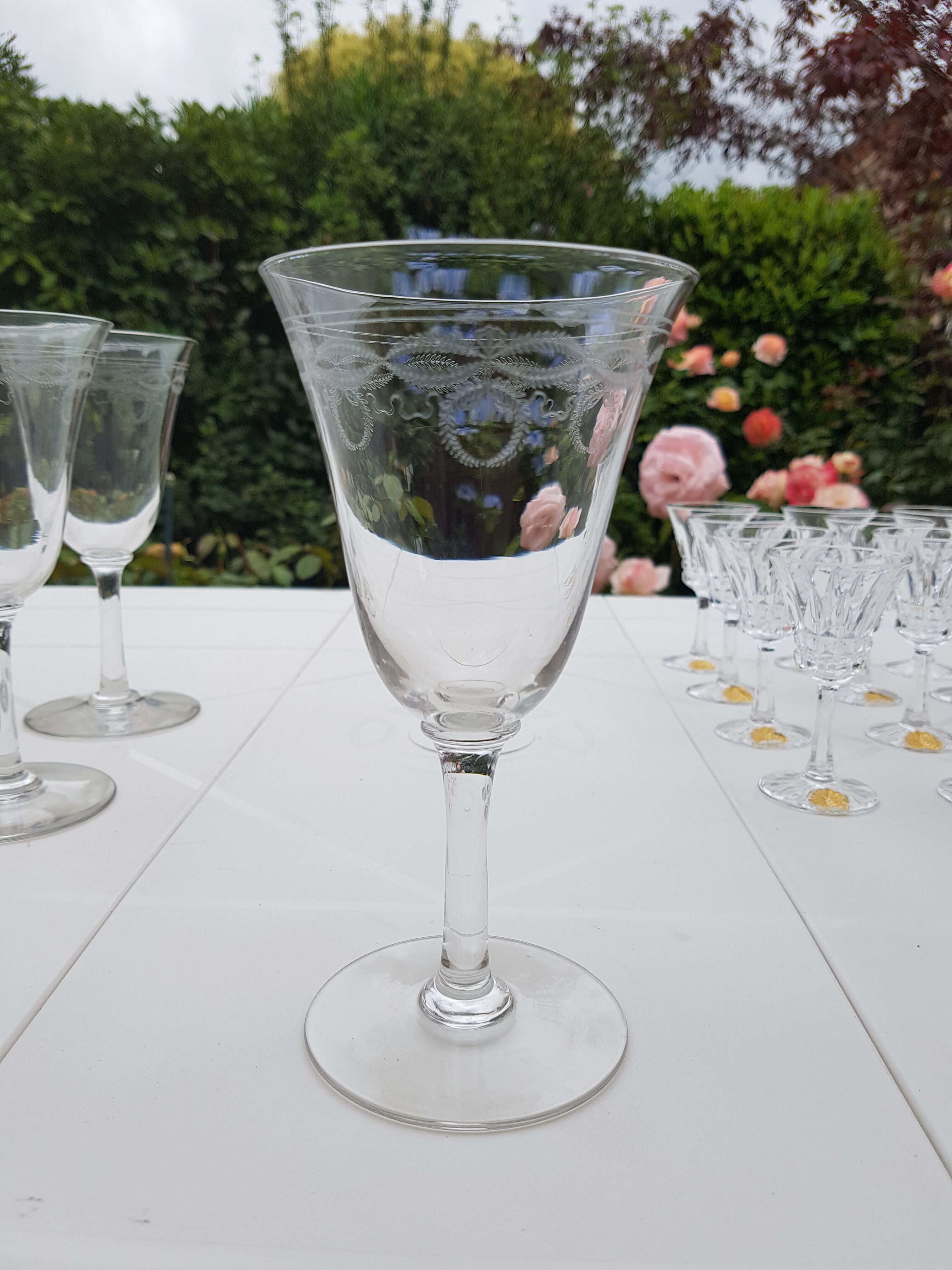 Set of 11 crystal wine glasses 1930s