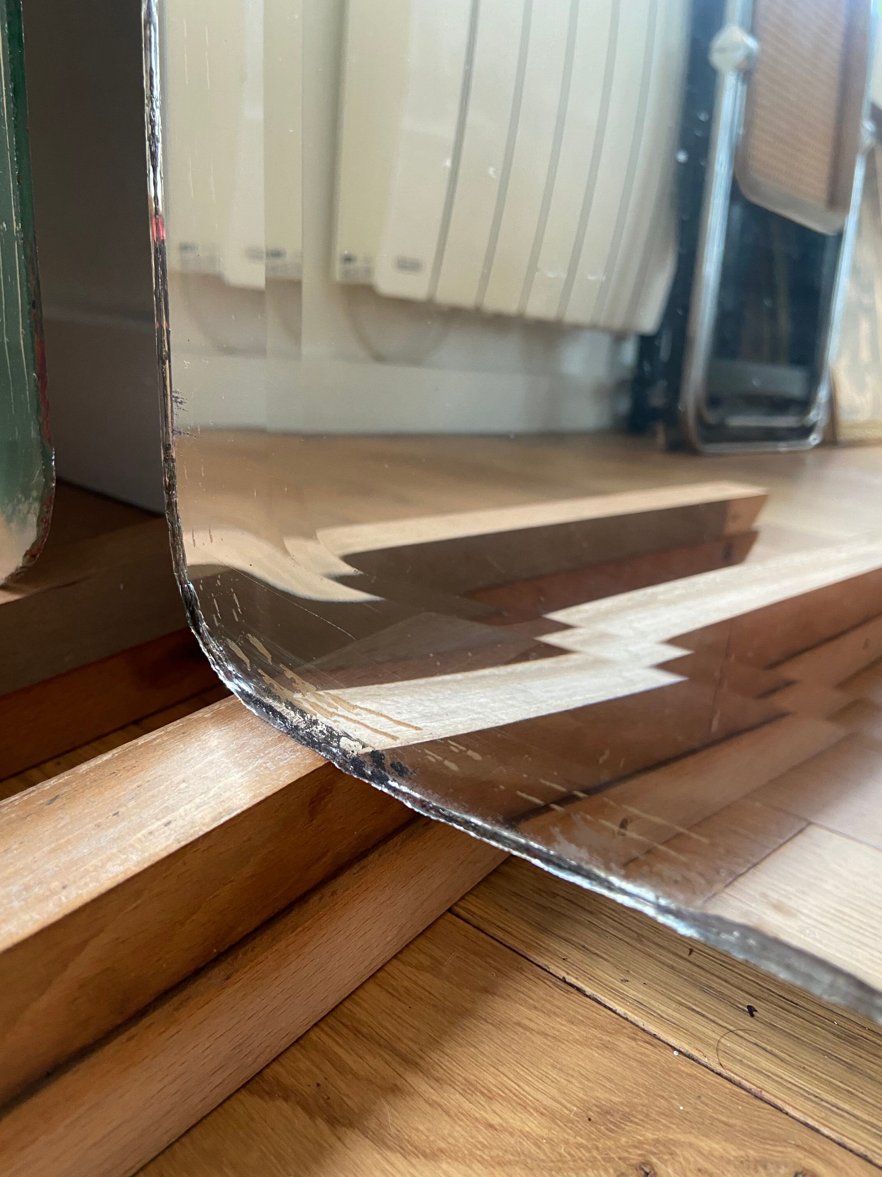 Pair of bevelled mirrors 44.5x168 cm