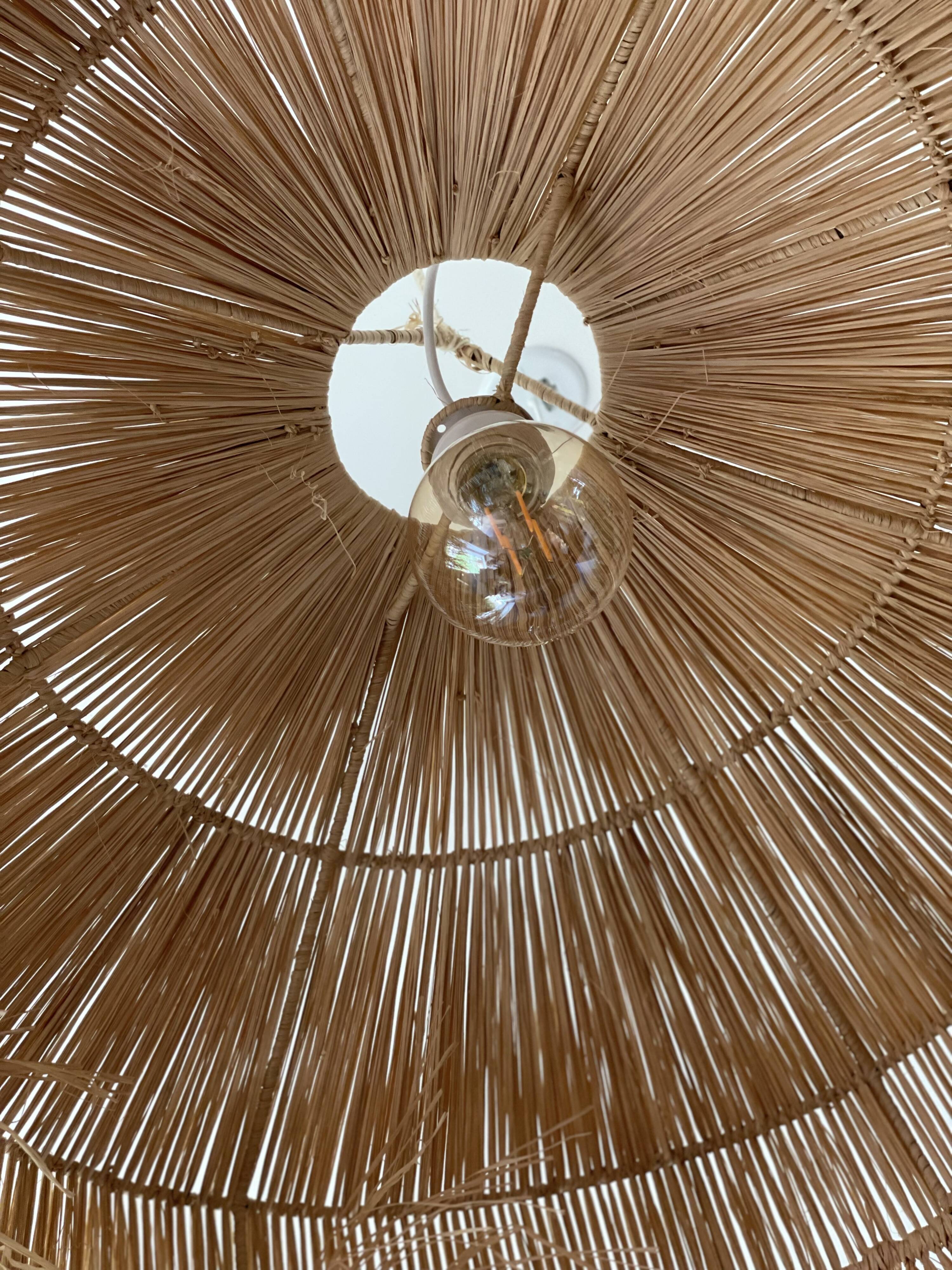 Suspension chandelier lampshade raffia bohemian vintage natural