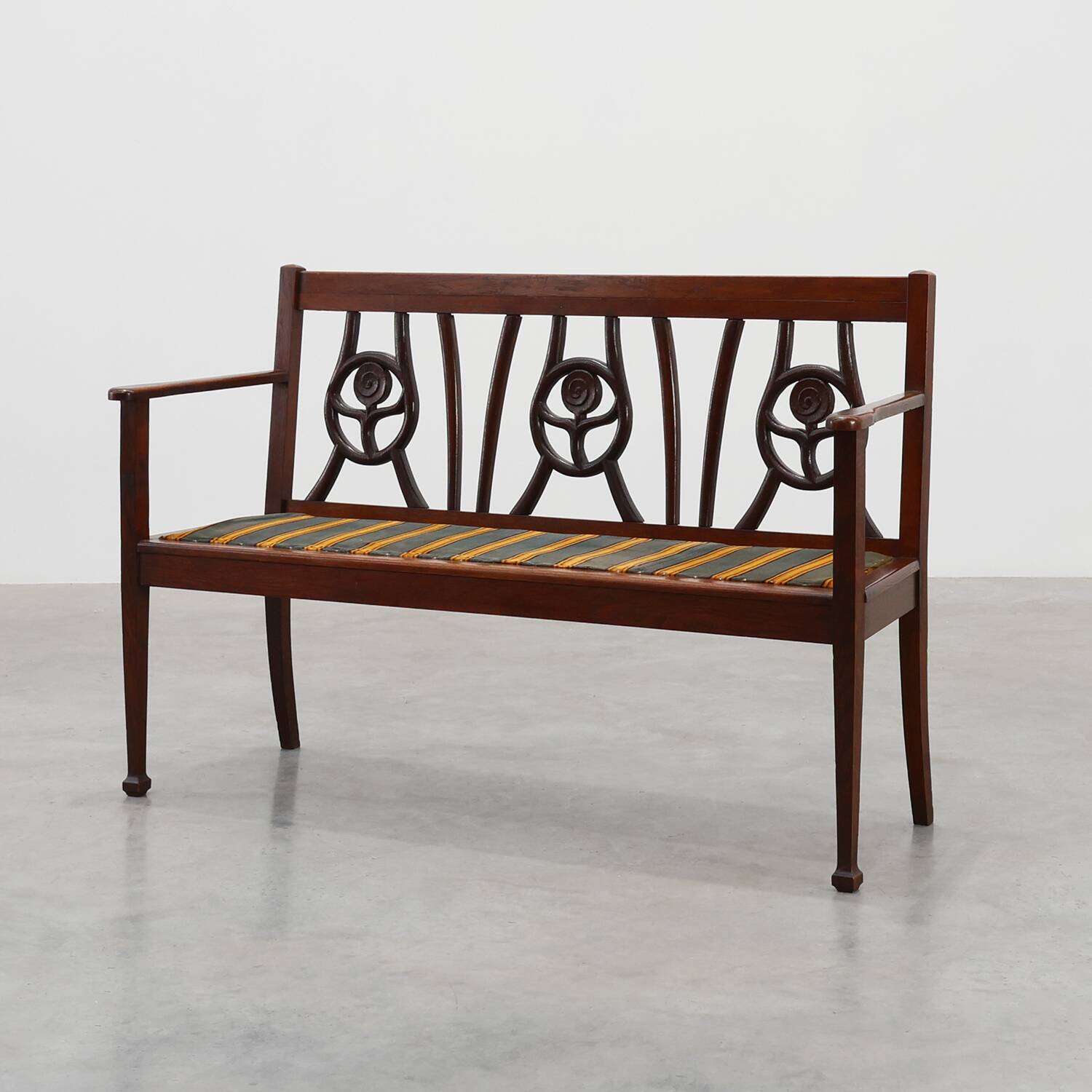Belgium art deco bench in oak wood 1920s