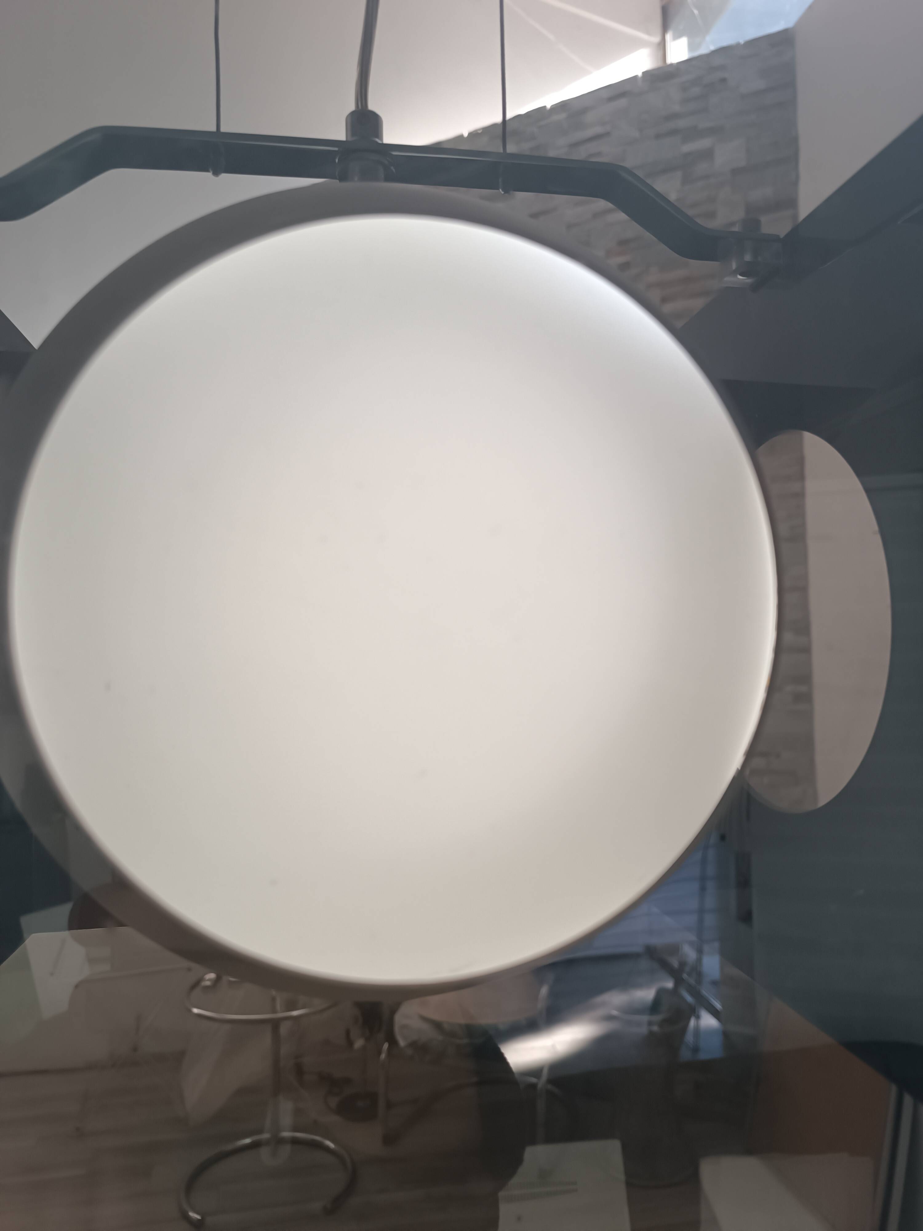 Lampe suspendue design plexiglas fumé 1990s