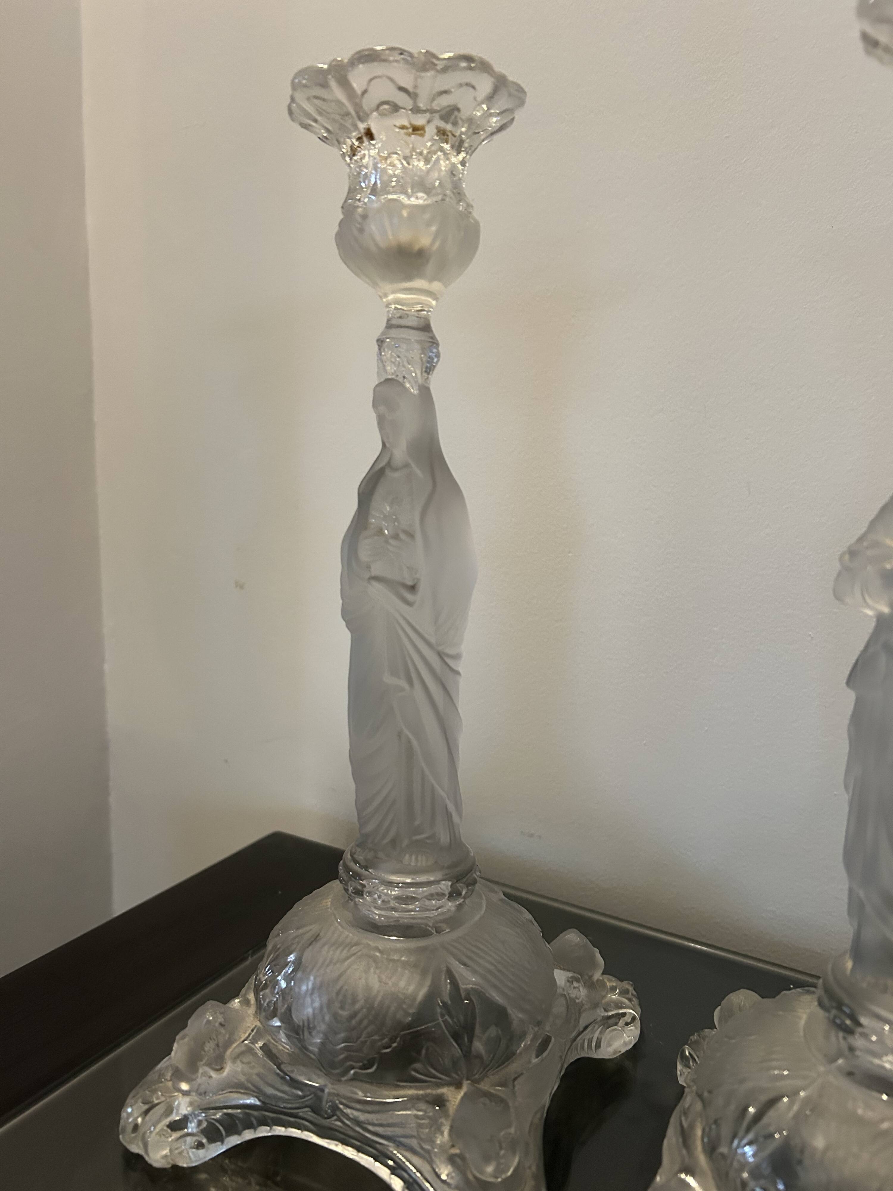3 clear glass candle holders