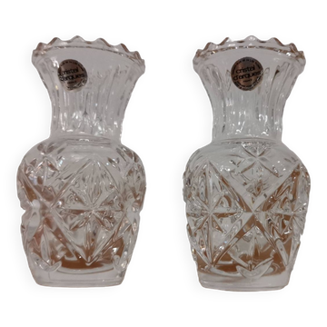 2 bougeoirs en en cristal d'Arques