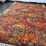 Extraordinary handmade art abstract design wool carpet in style of Kybal, 1960s