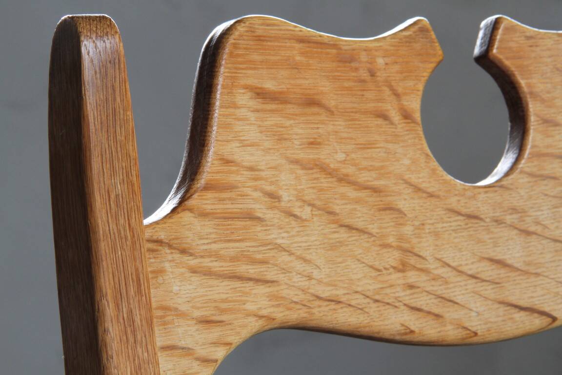 Set of 6 vintage Danish oak razorblade highback chairs by H. Kjærnulf, 1960s