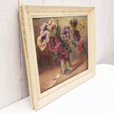 Oil on panel bouquet of anemones Marthe Puig