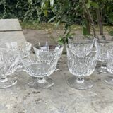 Set of 8 Baccarat crystal glasses and bowls, Mazamet model