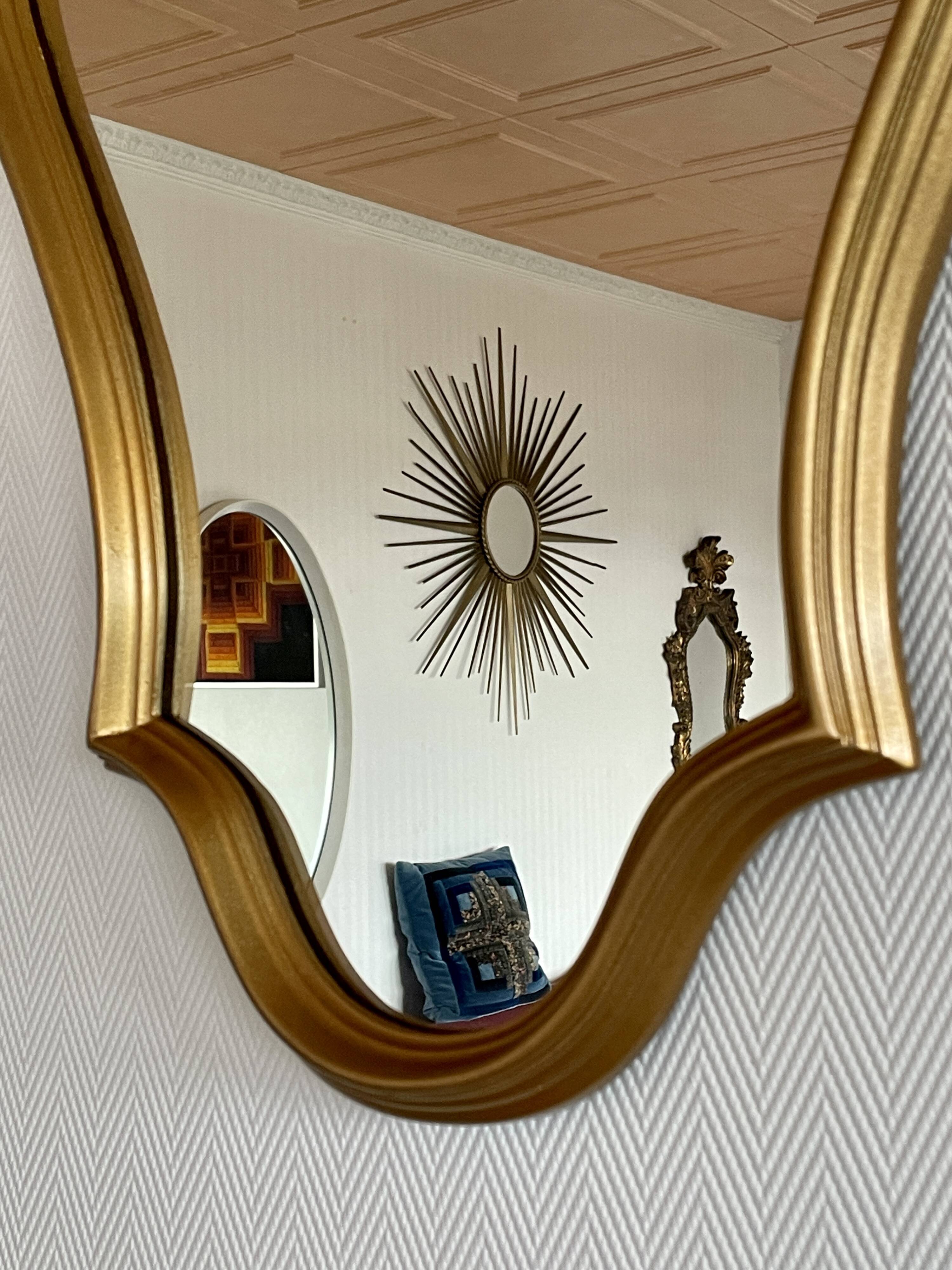 Vintage bronzed wooden mirror 60 x 40 cm