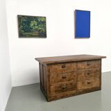 Solid oak trade counter, six drawers, France, circa 1920.