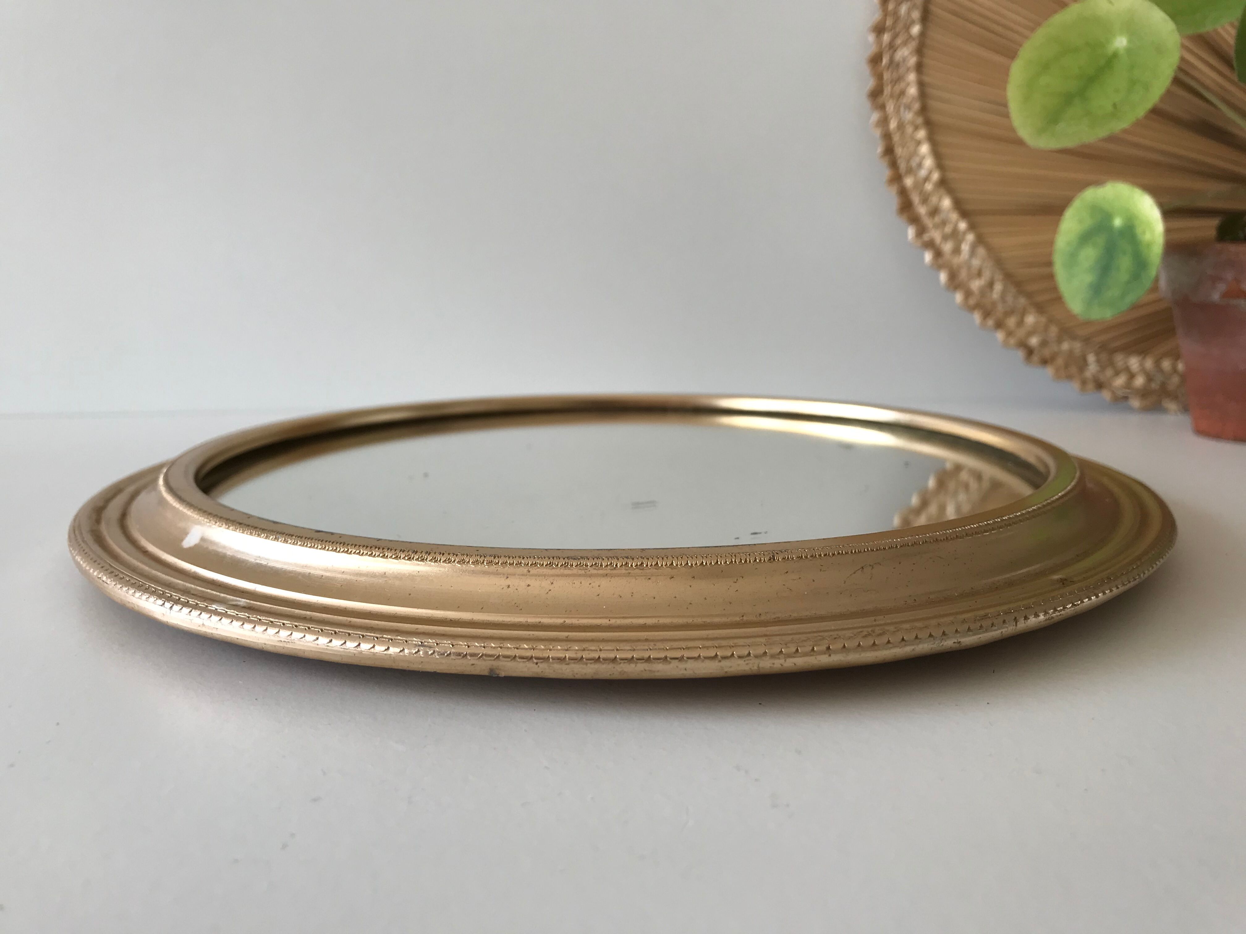 Miroir rond doré 24cm